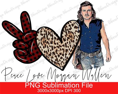 Peace Love Morgan Wallen sublimation PNGhearts Leopard | Etsy