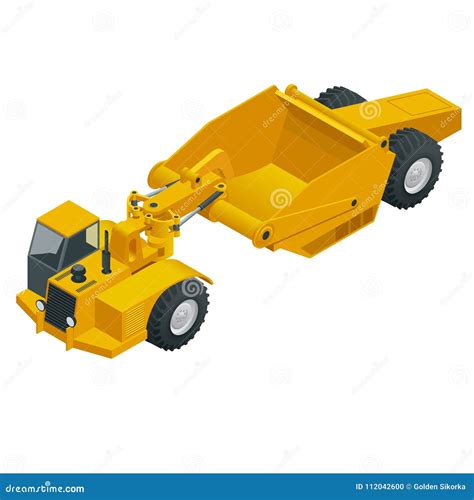 Isometric Wheel Tractor-scraper. Wheel Tractor-scraper, Heavy Equipment Used for Earthmoving ...