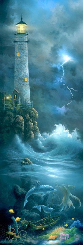 Lighthouse and storm painting by artist David Miller | Lighthouse ...