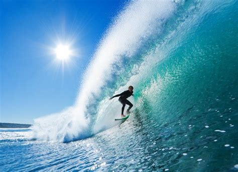 Surfer on Blue Ocean Wave Wall Mural • Pixers® • We live to change ...