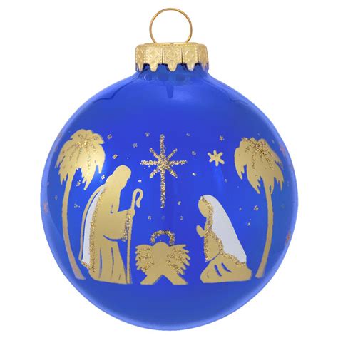 Holy Family Gold on Blue Silhouette Ornament