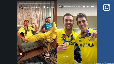 Australia’s Mitchell Marsh rests feet on World Cup trophy after ...