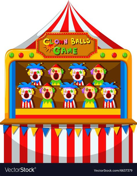 Clown ball game at the circus vector image on VectorStock | Circus ...