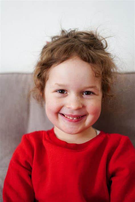 Funny Little Girl Smiling, Child Looking at Camera at Home, Happy ...