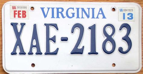 2013 Virginia vg+ | Automobile License Plate Store: Collectible License ...