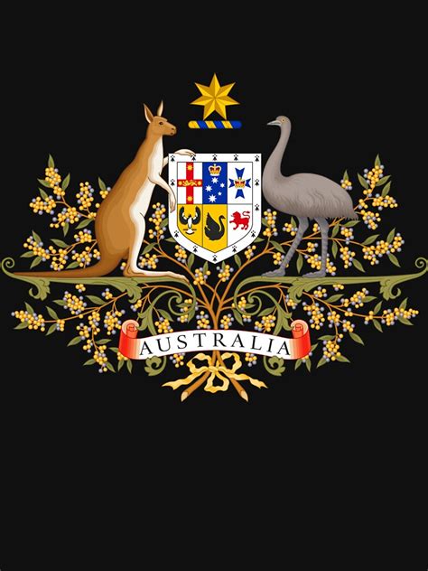 "Australian Commonwealth Coat of Arms on Black" T-shirt by podartist ...