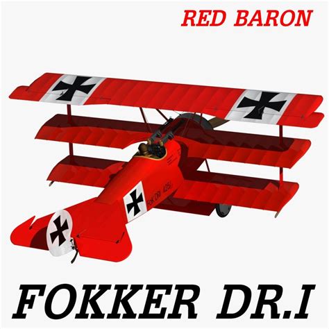 3d fokker dr red baron model