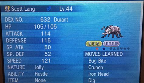 [gen6] Totally random shiny Durant found while working on living dex ...