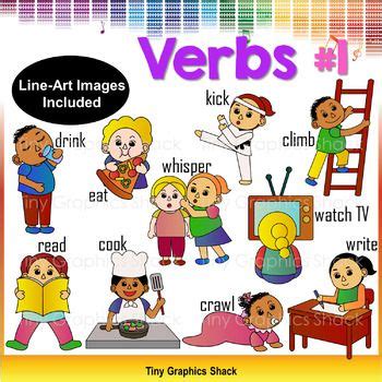 Verbs and Actions Clip Art #1 in 2024 | Clip art, Verb, Tiny teaching shack