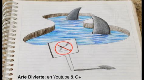 Dibujo anamórfico: ¡Dibujando tiburones 3D en mi cuaderno! - Arte ...