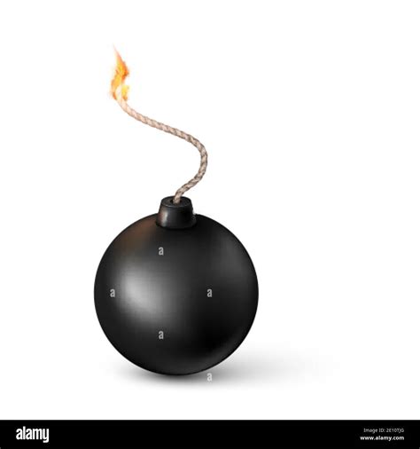 Realistic bomb. Burning fuse black bomb. Vector illustration Stock ...