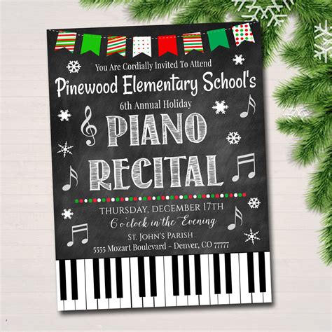 EDITABLE Christmas Concert Piano Recital Invitation/Flyer, Digital Inv – TidyLady Printables