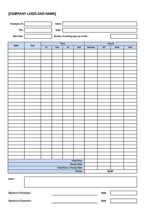 30 Printable Time Log Templates [Excel, Word] - TemplateArchive