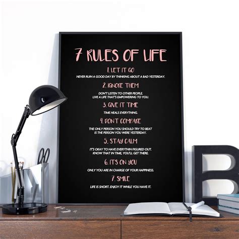 7 Rules Of Life Poster, Motivational Print, Inspirational Artwork ...