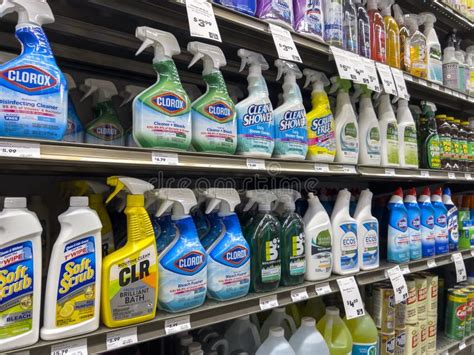 Variety of Cleaning Supplies in a Plastic Bucket. Editorial Photography - Image of background ...