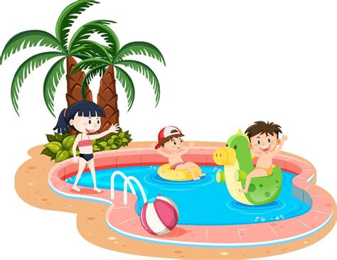 Children at swimming pool 7699334 Vector Art at Vecteezy