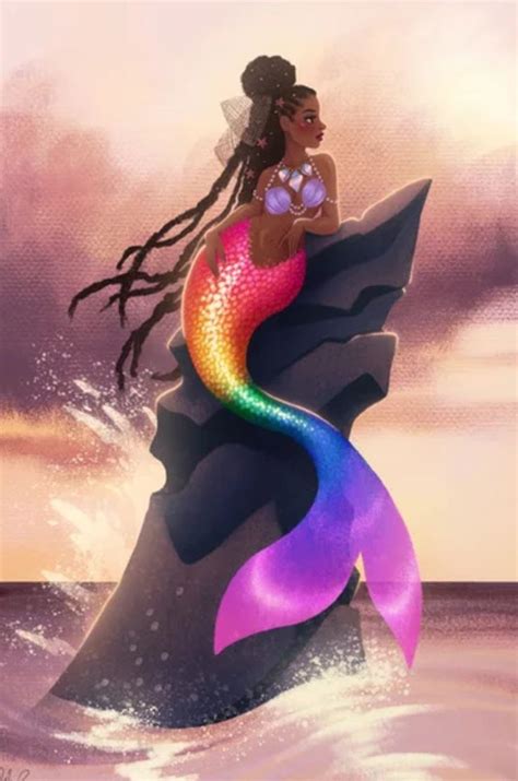 Pride Mermaid Art | Mermaid art, Black girl magic art, Black girl art