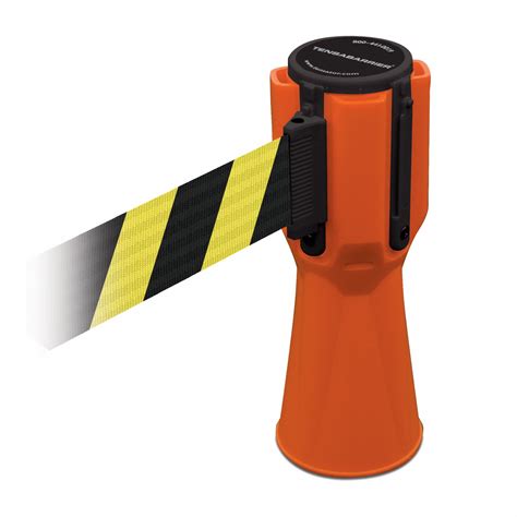 TENSABARRIER Retractable Barrier Tape, Orange, 156 in Length, 3 in Width, 9 in Height, 3 lb ...