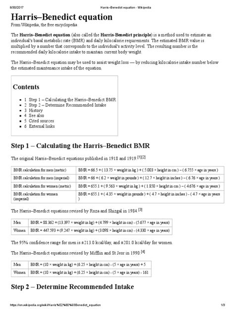 Harris–Benedict Equation - Wikipedia | Determinants Of Health | Nature