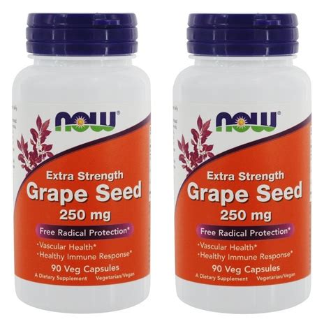 Now Foods - Grape Seed, Extra Strength, 250 mg, 90 Veg Capsules, 2 Pack - Walmart.com