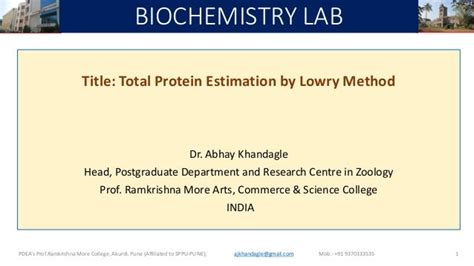 Lowry method for protein estimation