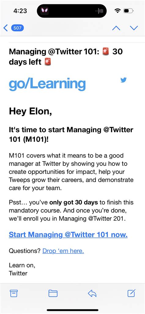 Elon Musk on Twitter: "Just received this email from Twitter. This is ...