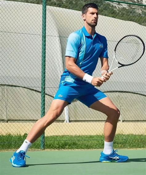 Novak Djokovic 2023 US Open Lacoste Outfit and Asics Tennis Shoes