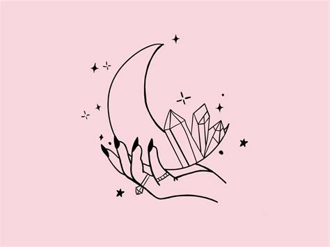 Magic witch magical pink sketchy sketch illustration hand moon crystal magic #witch aesthetic ...