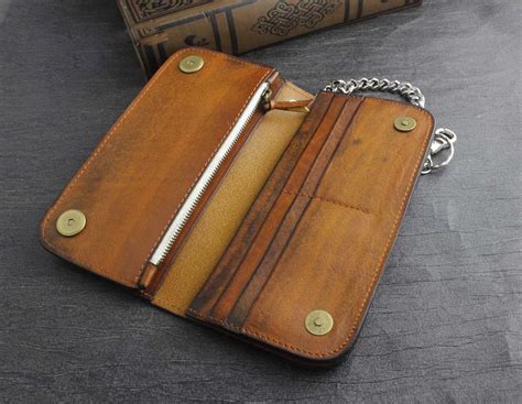 Genuine Leather Mens Chain Wallet Biker Wallet Cool Leather Wallet Lon