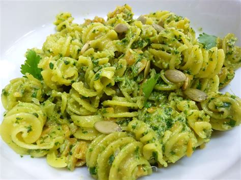 Foods For Long Life: Raw Vegan Cilantro And Pepitas (Pumpkin Seed) Pesto On Gluten-Free Pasta ...