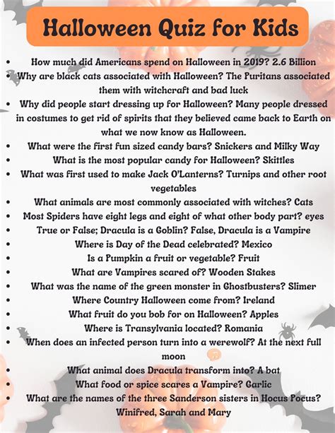 Halloween Printable Trivia