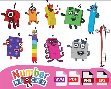 Number Blocks SVG Pack 1-10 Numberblocks SVG Png Pdf Eps Number Blocks ...