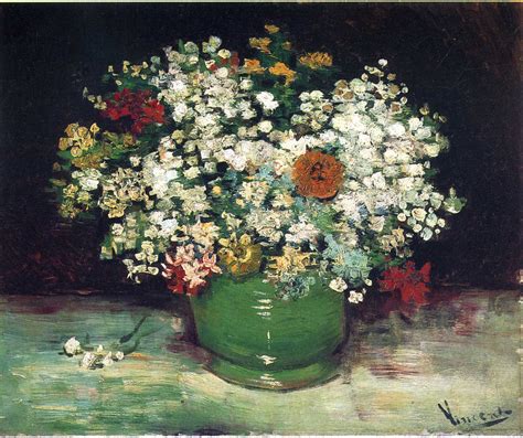 Vase with Zinnias and Other Flowers, 1886 - Vincent van Gogh - WikiArt.org