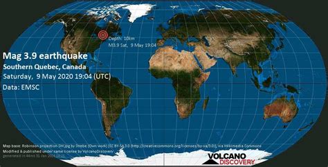 Quake Info: Moderate Mag. 3.9 Earthquake - QC, 179 km North of Ottawa (Ontario), Quebec, Canada ...