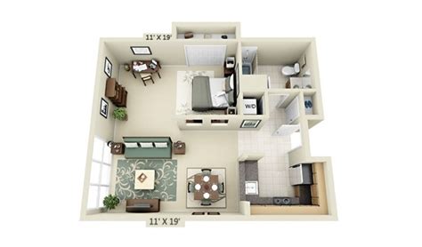 studio apartment 3d floor plan | Interior Design Ideas