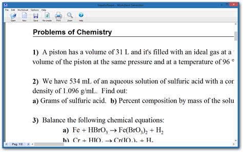 Worksheet Generator for Chemistry 1.7 - Download, Review, Screenshots