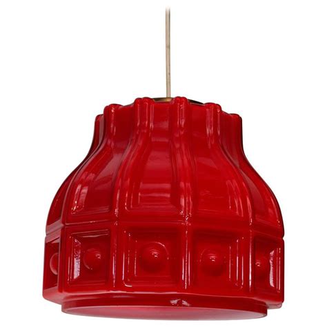 1960s Swedish Helena Tynell Red Glass Pendant Lamp for Flygsfors For Sale Birdcage Chandelier ...