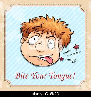 Bite your tongue idiom Stock Vector Image & Art - Alamy