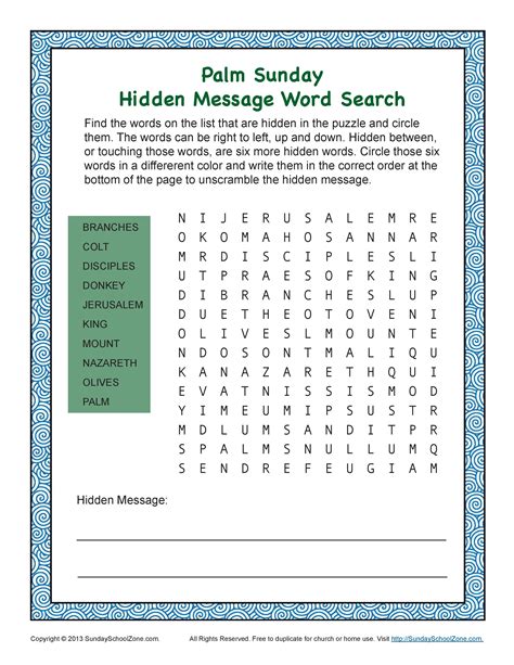 Palm Sunday Hidden Message Word Search Palm Sunday Lesson, Palm Sunday Activities, Palm Sunday ...