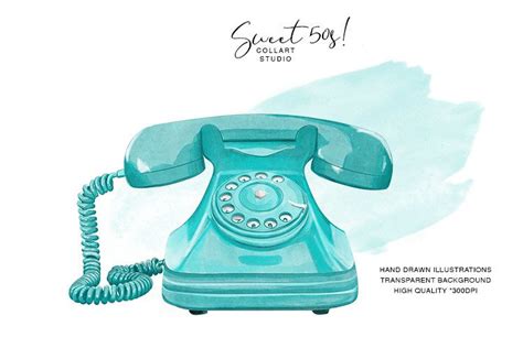 Old Telephone, Retro Phone Clip Art Graphic by collartstudio · Creative ...