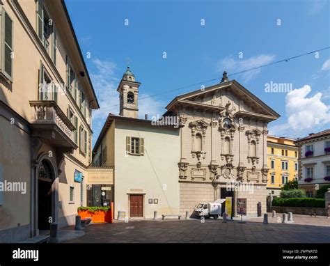 Lugano, Lugano Old Town, church Chiesa di San Rocco in Lugano, Ticino, Switzerland Stock Photo ...