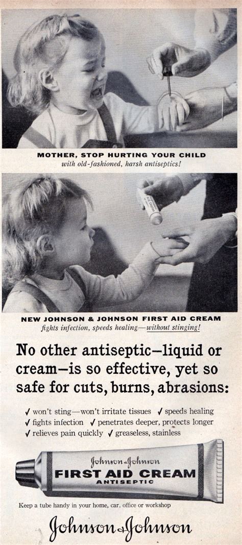 Johnson & Johnson First Aid Cream | Vintage ads 1950s, Vintage ads, Johnson and johnson