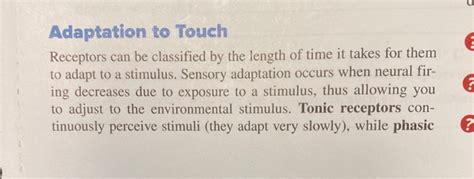 Solved Adaptation to Touch Receptors can be classified by | Chegg.com