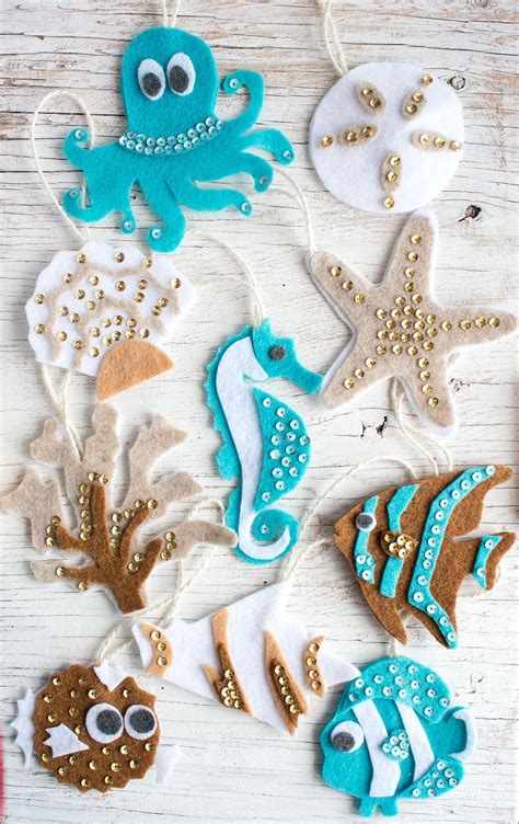 No-Sew Felt Ornament Patterns: Ocean Life – Sustain My Craft Habit