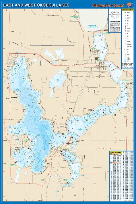 Okoboji Lakes-East/West Fishing Map