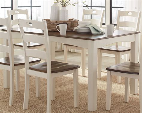 Woodanville White and Brown 7 Piece Dining Room Set from Ashley | Coleman Furniture