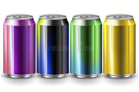 Color Tin Drink Cans. Realistic Metal Isolated Beverage Containers ...