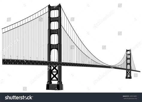 Silhouette Of Golden Gate Bridge In Black Color Stock Vector ...