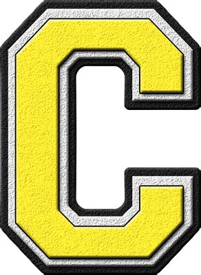 Presentation Alphabets: Yellow Varsity Letter C