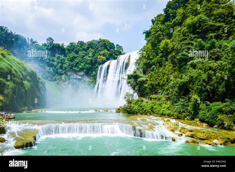 China Guizhou Huangguoshu Waterfall in Summer. One of the largest waterfalls in China & East ...